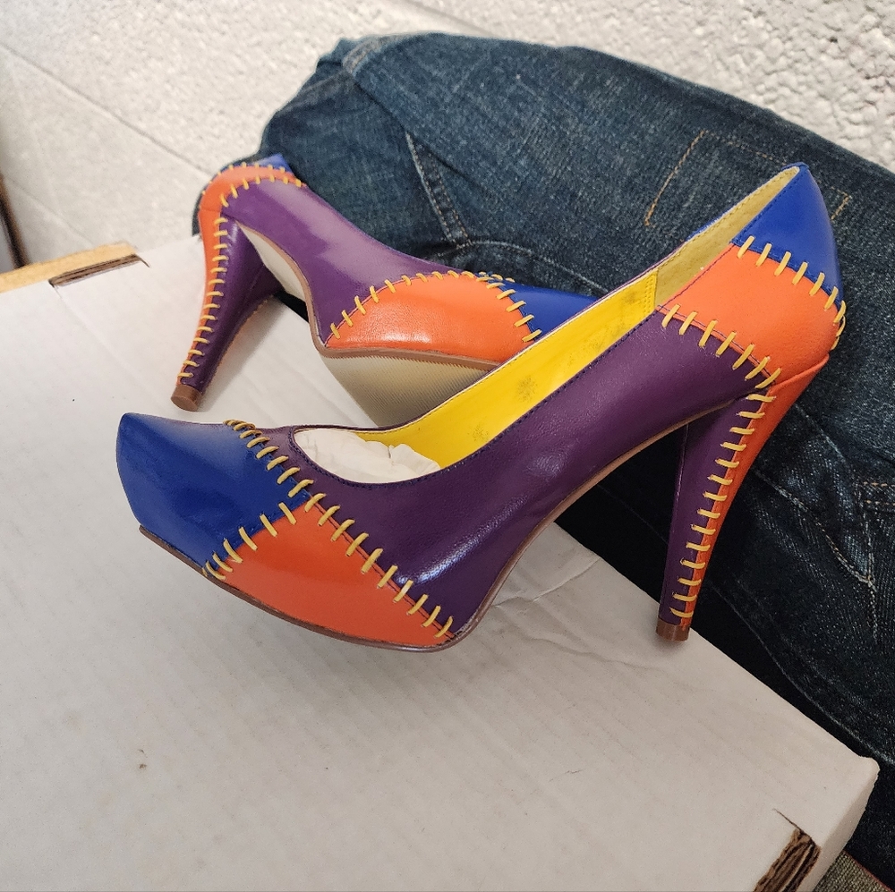 Chinese Laundry Patchwork Leather Heels - image 8